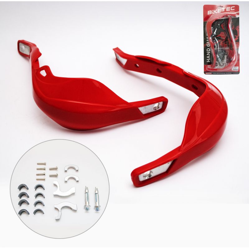 BIKETEC PARTS OSŁONY RĄK (HANDBARY) ALU KOLOR CZERWONY (Z MOCOWANIAM
