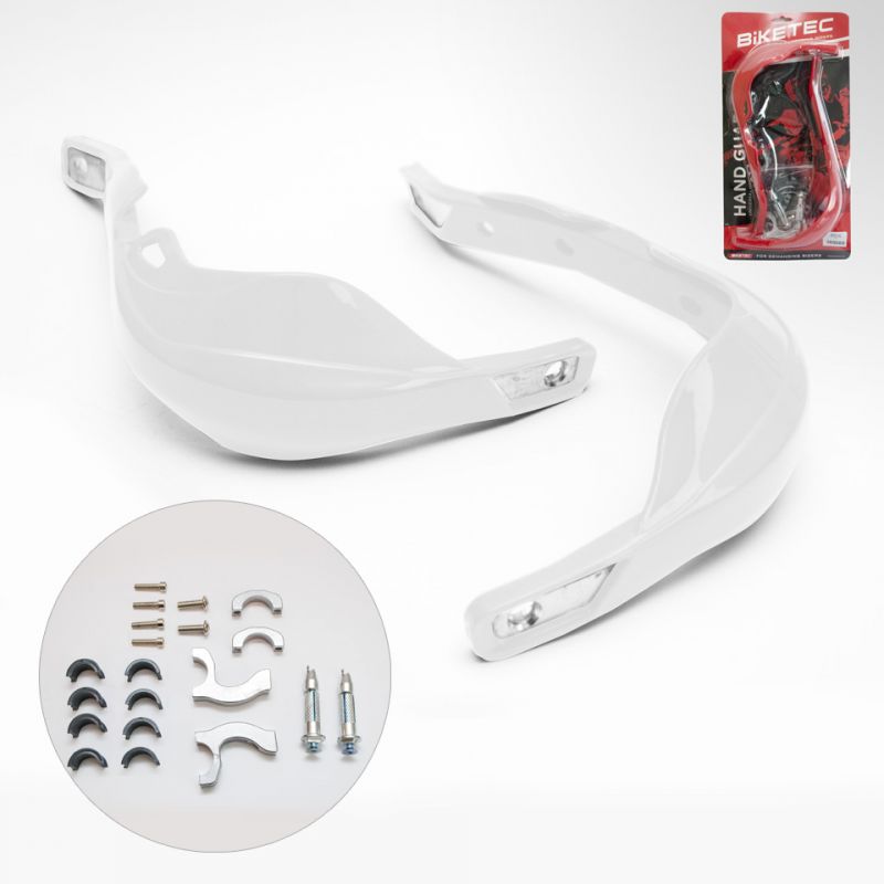 BIKETEC PARTS OSŁONY RĄK (HANDBARY) ALU KOLOR BIAŁY (Z MOCOWANIAMI 