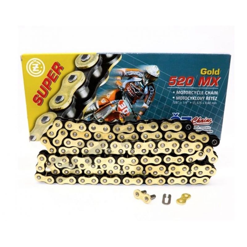 CZ ŁAŃCUCH NAPĘDOWY 520 MX (118 OGNIW) ZŁOTY (MOTOCROSS) DO 450 CC