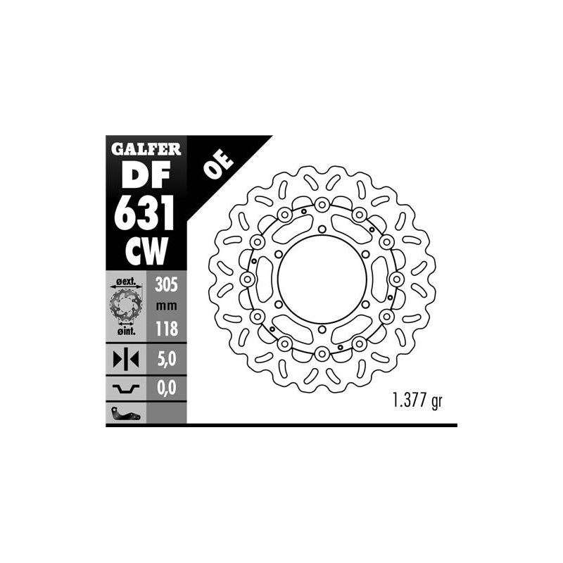 GALFER TARCZA HAMULCOWA PRZÓD BMW K100/K1100/R850/R1100 (305X118X5) W