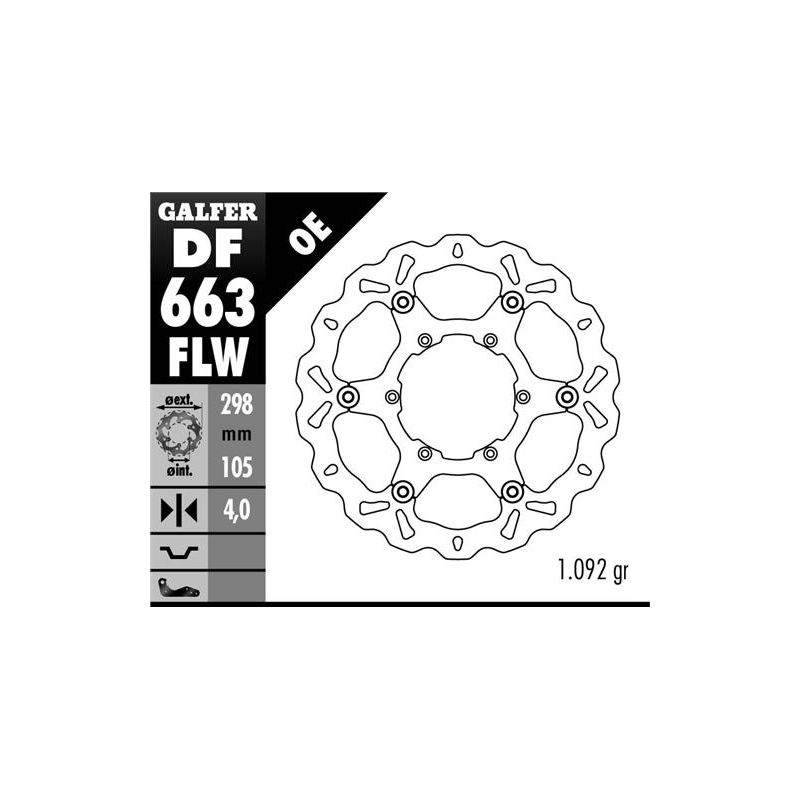 GALFER TARCZA HAMULCOWA PRZÓD BMW F 650/700/800 GS 93-13 (298X105X4) 