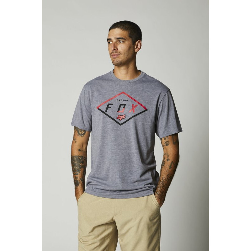 T-SHIRT FOX BADGE TECH HEATHER GRAPHITE  ENDURO CROSS