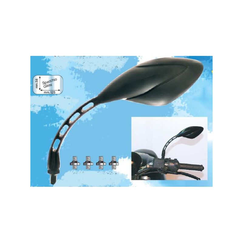 FAR LUSTERKO UNIWERSALNE PRAWE KOLOR CZARNY (W KOMPLECIE 4SZT. ADAPTER