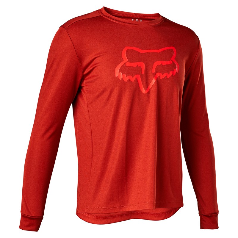 KOSZULKA ROWEROWA Z DŁUGIM RĘKAWEM FOX JUNIOR RANGER RED CLAY  ENDURO CROSS
