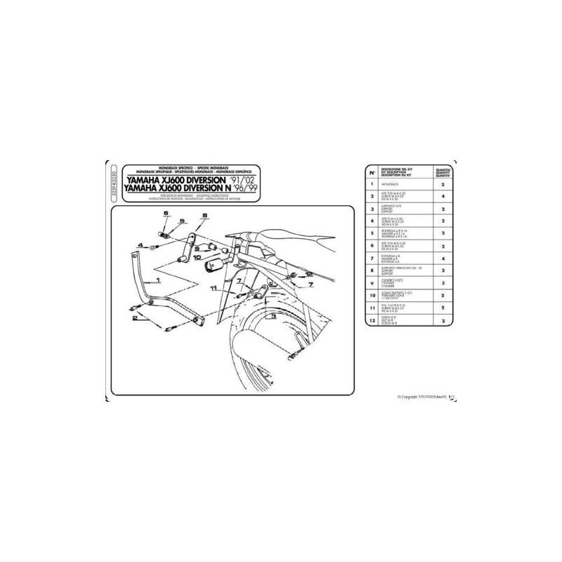 KAPPA STELAŻ KUFRA CENTRALNEGO YAMAHA XJ 600 DIVERSION (91-03), DIVER
