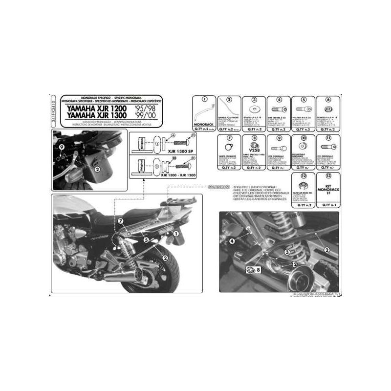 KAPPA STELAŻ KUFRA CENTRALNEGO YAMAHA XJR 1200 (95-98), XJR 1300 (98-