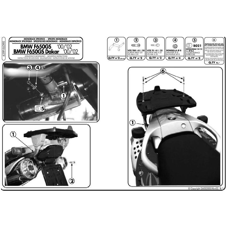 KAPPA STELAŻ KUFRA CENTRALNEGO BMW F 650GS (00-03), F 650GS DAKAR (00