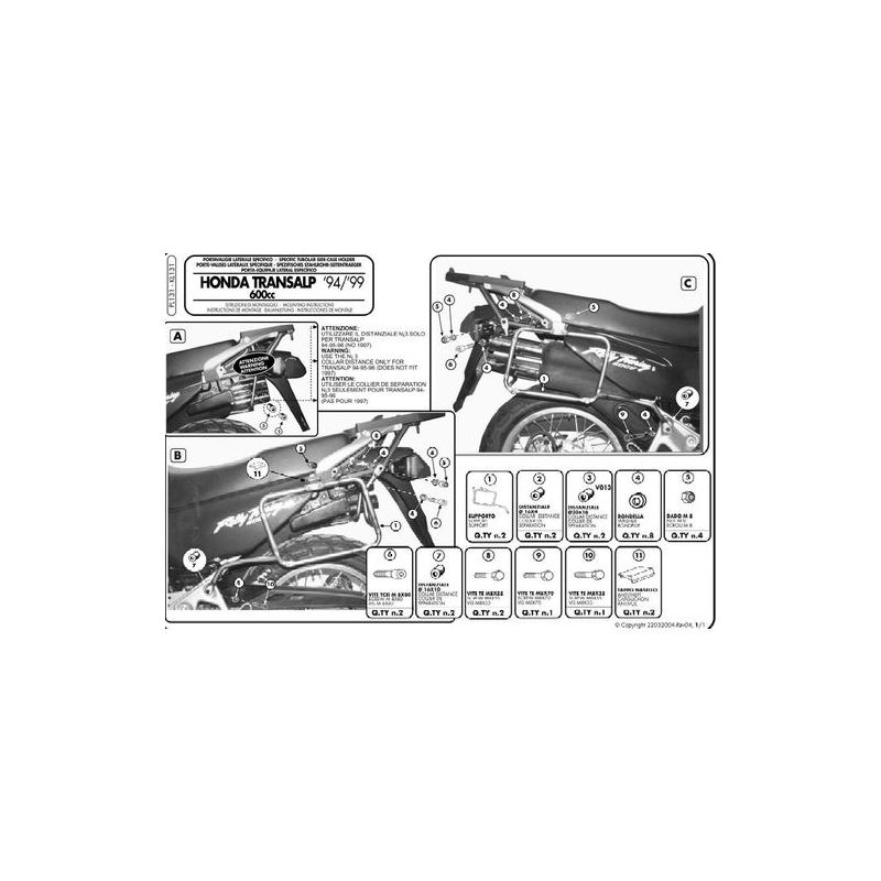 KAPPA STELAŻ KUFRÓW BOCZNYCH MONOKEY HONDA XL 600V TRANSALP `94-99 -
