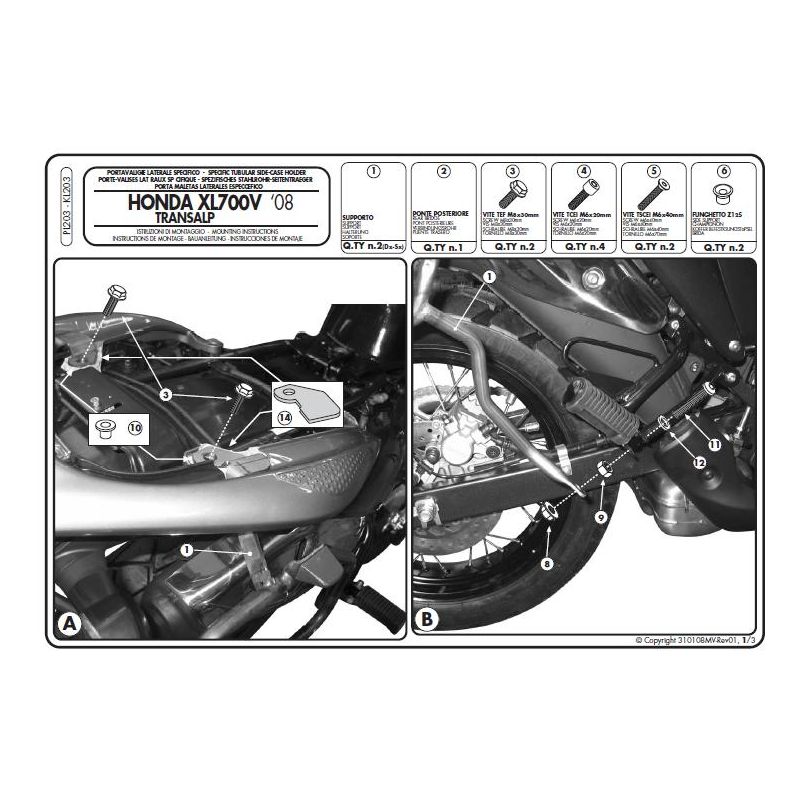 KAPPA STELAŻ KUFRÓW BOCZNYCH MONOKEY HONDA XL 700V TRANSALP (08-13) 