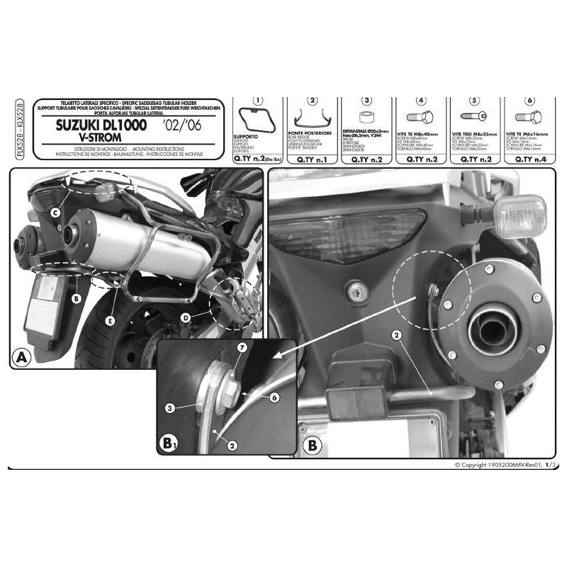 KAPPA STELAŻ KUFRÓW BOCZNYCH MONOKEY SIDE SUZUKI DL 1000 V-STROM - T