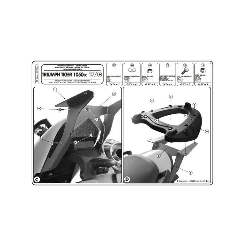 KAPPA STELAŻ KUFRA CENTRALNEGO TRIUMPH TIGER 1050 (07-12) ( Z PŁYTĄ