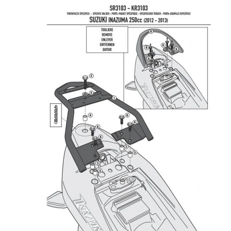 KAPPA STELAŻ KUFRA CENTRALNEGO SUZUKI INAZUMA 250 (12-15) ( BEZ PŁYT