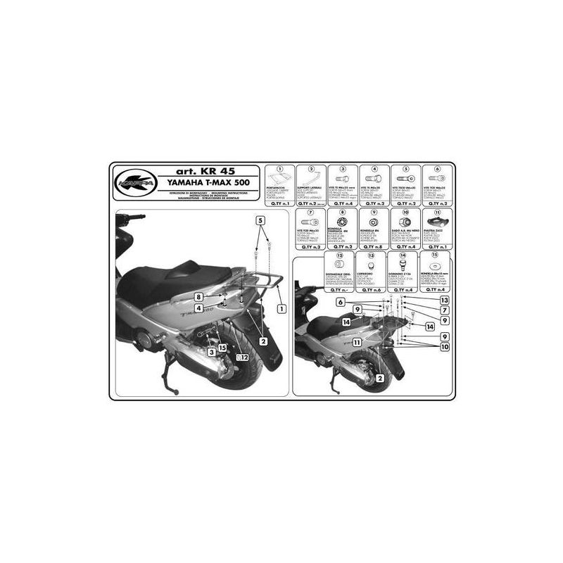 KAPPA STELAŻ KUFRA CENTRALNEGO YAMAHA T-MAX 500 (01-07) ( Z PŁYTĄ M