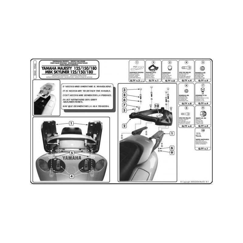 KAPPA STELAŻ KUFRA CENTRALNEGO YAMAHA MAJESTY 125/150/180 (01-11) ( B