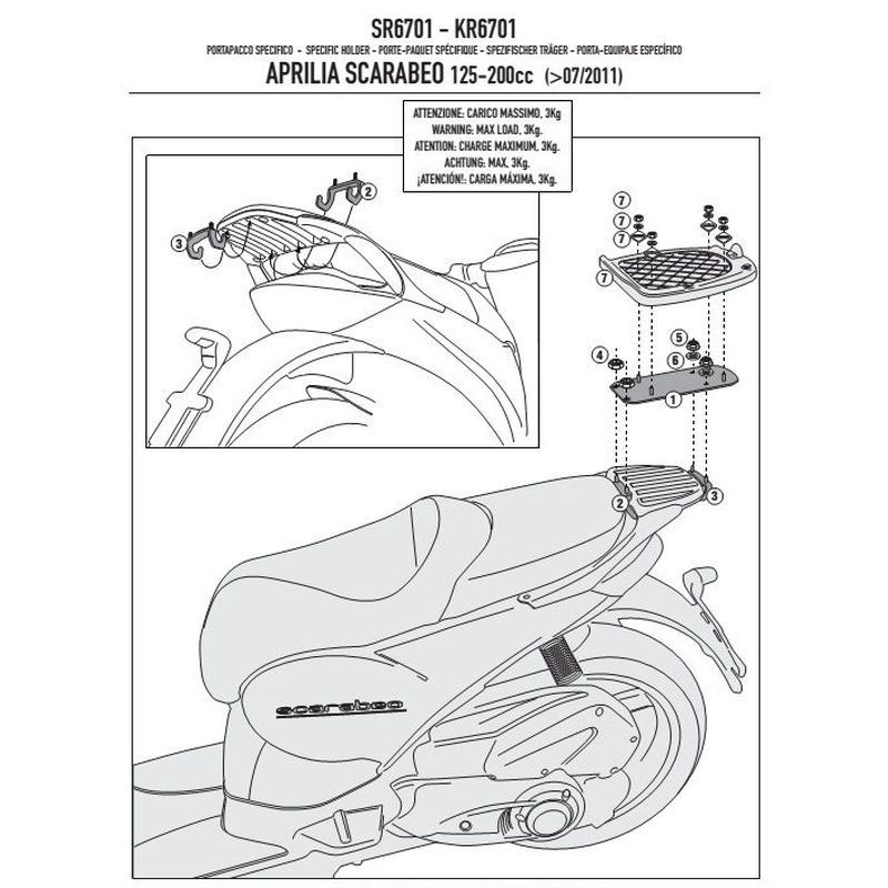 KAPPA STELAŻ KUFRA CENTRALNEGO APRILIA SCARABEO 125/200 (11-15) ( BEZ