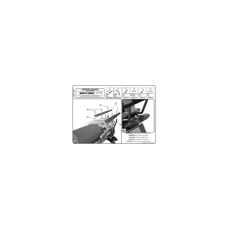 KAPPA STELAŻ KUFRA CENTRALNEGO BMW R 1200GS (04-12) ( Z PŁYTĄ MONOK