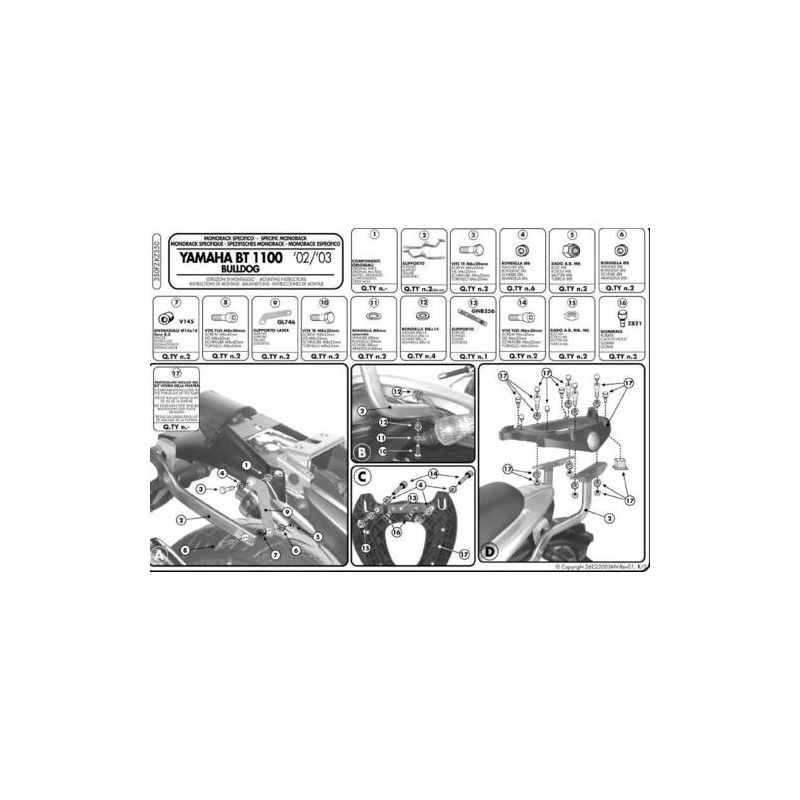 KAPPA STELAŻ KUFRA CENTRALNEGO YAMAHA BT 1100 BULLDOG (02-09) ( BEZ P