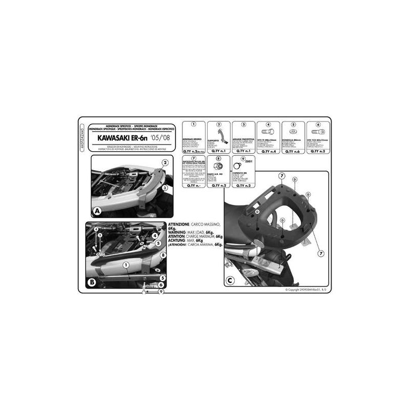 KAPPA STELAŻ KUFRA CENTRALNEGO KAWASAKI ER-6N / ER-6F 650 (05-08) ( B