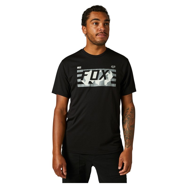 T-SHIRT FOX RWT FLAG TECH BLACK  ENDURO CROSS