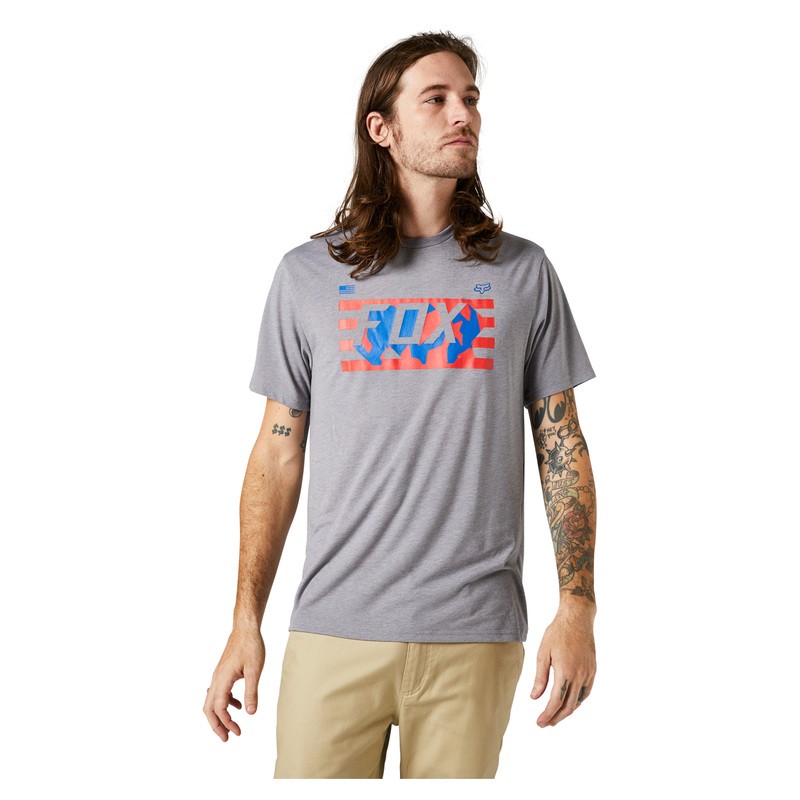 T-SHIRT FOX RWT FLAG TECH HEATHER GRAPHITE  ENDURO CROSS