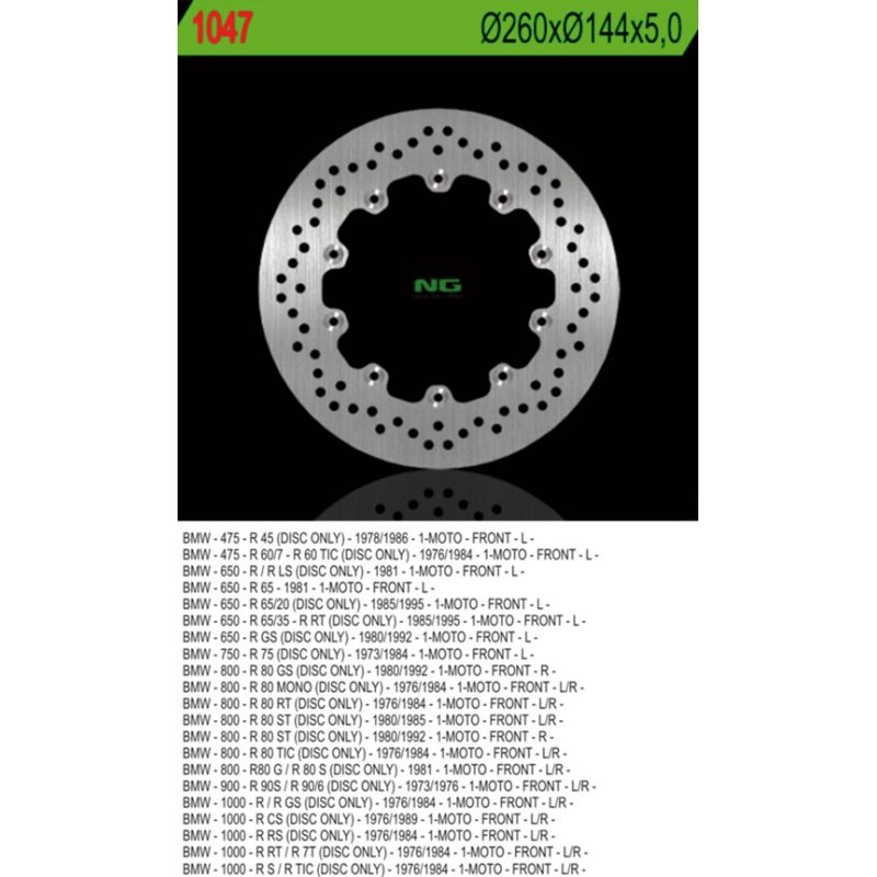 NG TARCZA HAMULCOWA PRZÓD BMW R45/60/65/75/80/90/100 (260X144X5) 10 O