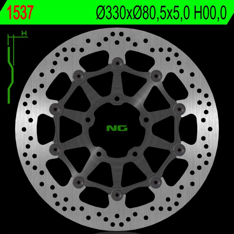 NG TARCZA HAMULCOWA PRZÓD KAWASAKI ZX 10R 16-18 (330X80,5X5) (5X10,5M