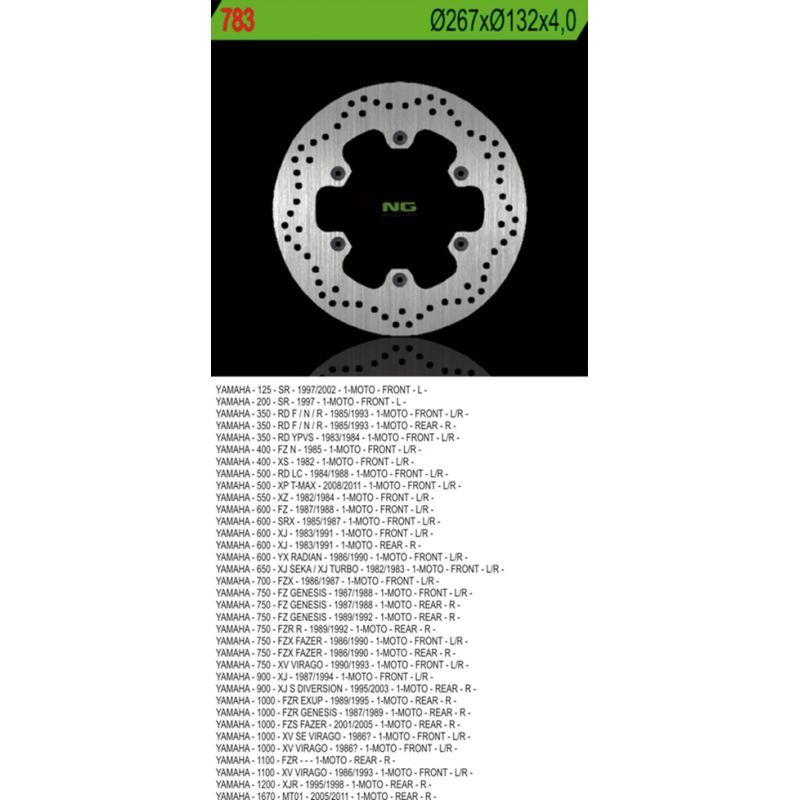 NG TARCZA HAMULCOWA PRZÓD/TYŁ YAMAHA XJ 600/900, XJR1300, MT01, XV 7