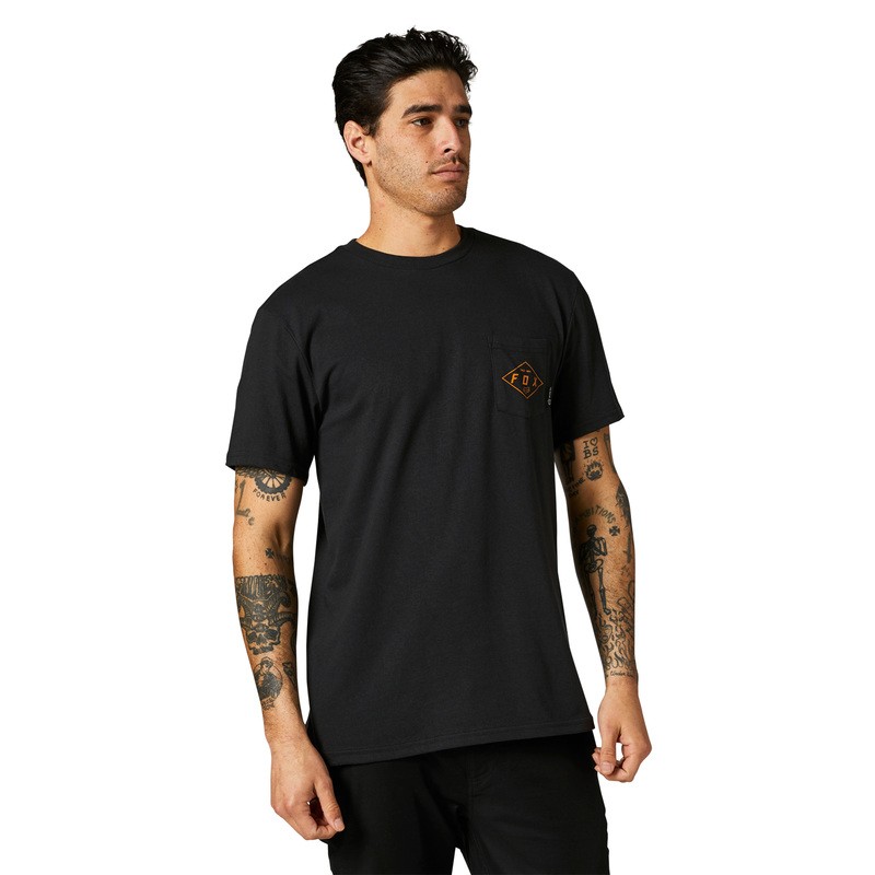 T-SHIRT FOX DIAMOND PLATE PKT BLACK  ENDURO CROSS