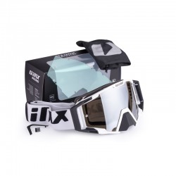 GOGLE IMX SAND WHITE/BLACK MATT - SZYBA SILVER IRIDIUM + CLEAR (2 SZYBY W ZESTAWIE) ENDURO CROSS