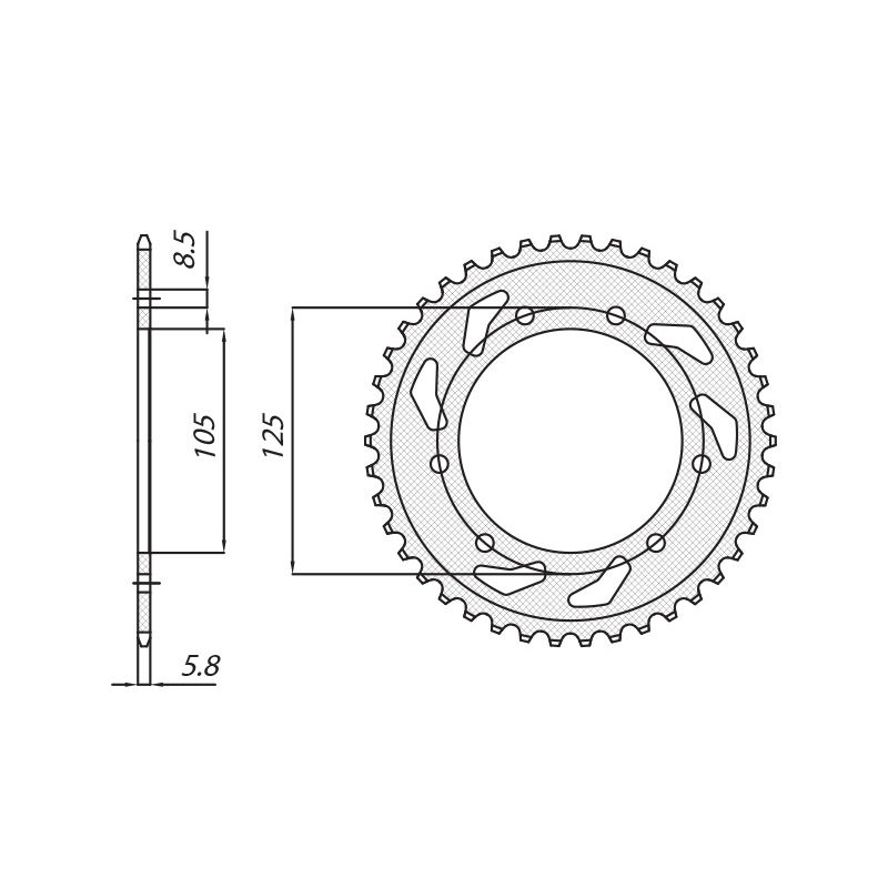 SUNSTAR ZĘBATKA TYLNA 4402 53 DERBI SENDA 50R/SM, APRILIA RX 50, MBK 