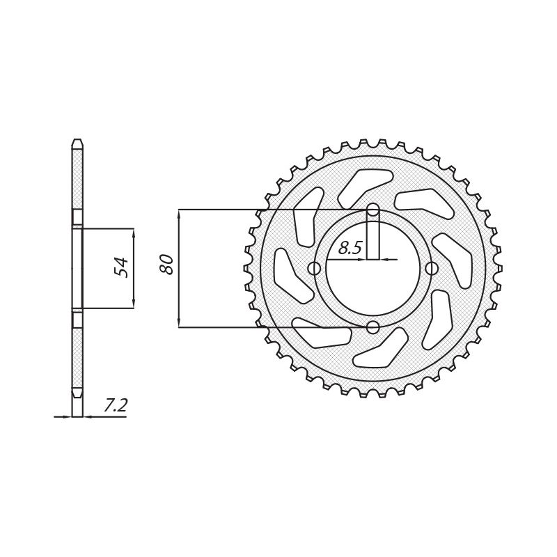 SUNSTAR ZĘBATKA TYLNA 838 45 YAMAHA YBR 125 05-12 , JUNAK 125 (JTR838