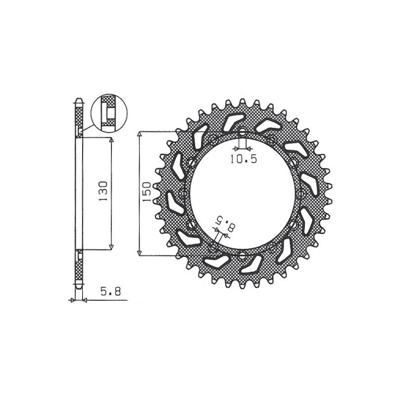 SUNSTAR ZĘBATKA TYLNA 236 47 / 245 47 HONDA NX 650 95-01, YAMAHA XJ 6