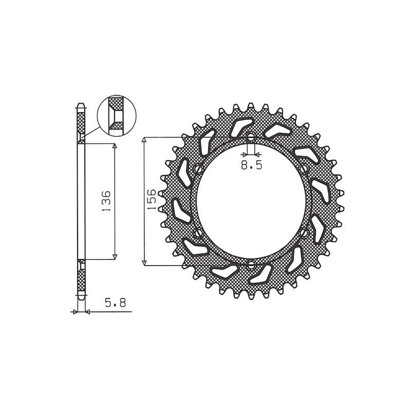 SUNSTAR ZĘBATKA TYLNA 702 43 HUSQVARNA SM 610 (08-09), SUZUKI DR350 (