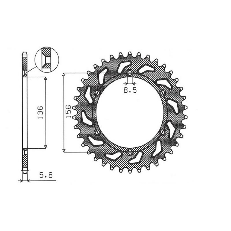 SUNSTAR ZĘBATKA TYLNA 702 50 HUSQVARNA SM 610 (08-09), SUZUKI DR350 (