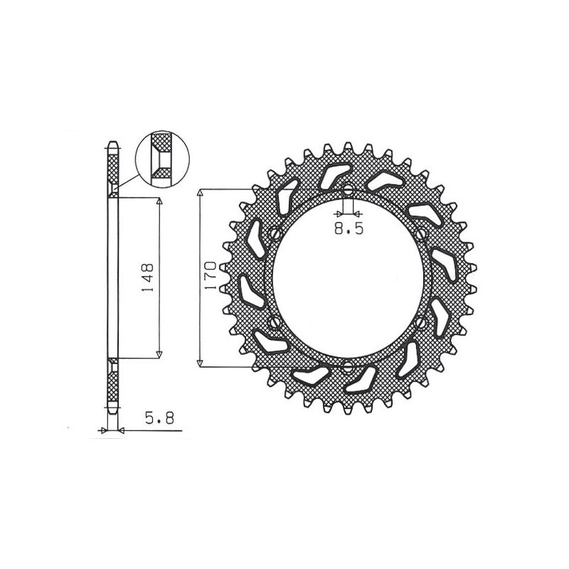SUNSTAR ZĘBATKA TYLNA 804 42 SUZUKI DR 600 (85-89), DR 650 (90-95) (J
