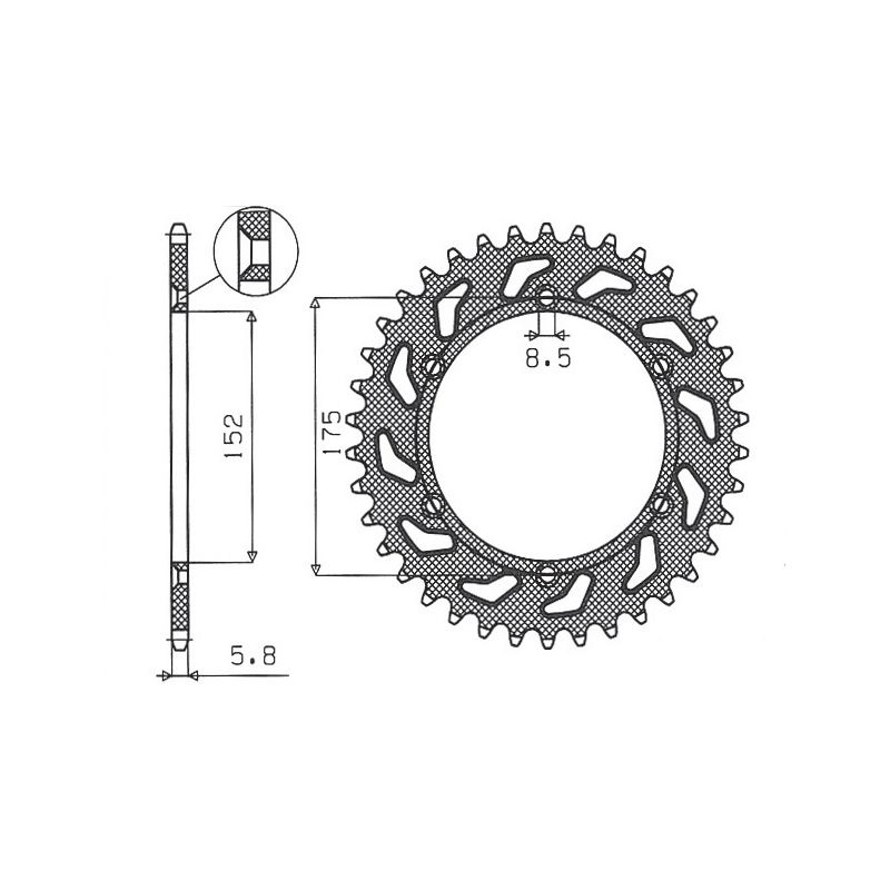 SUNSTAR ZĘBATKA TYLNA 856 50 YAMAHA YZ YZF 88-98 (JTR853.50) (ŁAŃC.