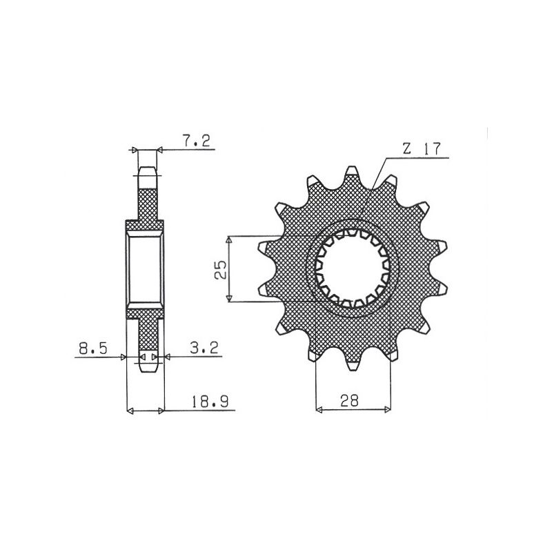 SUNSTAR ZĘBATKA PRZEDNIA 2078 17 BMW F 650/700/800 GS (JTF704.17) (Ł
