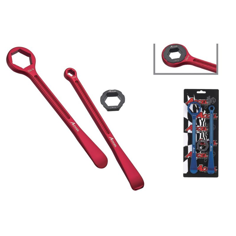 ACCEL KOMPLET ŁYŻEK DO OPON (23+24CM) ALU7075 KUTE Z KLUCZAMI 10,13,