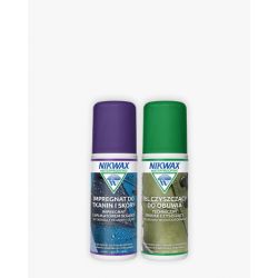 NIKWAX Zestaw: Footwear Cleaning Gel – szczotka / Tkanina i Skóra Spray-On – atomizer