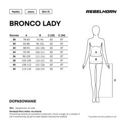 SPODNIE JEANS REBELHORN BRONCO MONOLAYER LADY WASHED BLACK 