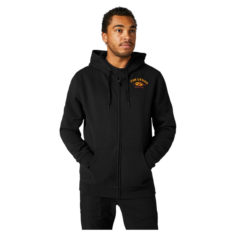 BLUZA Z KAPTUREM NA ZAMEK FOX AT BAY BLACK  ENDURO CROSS