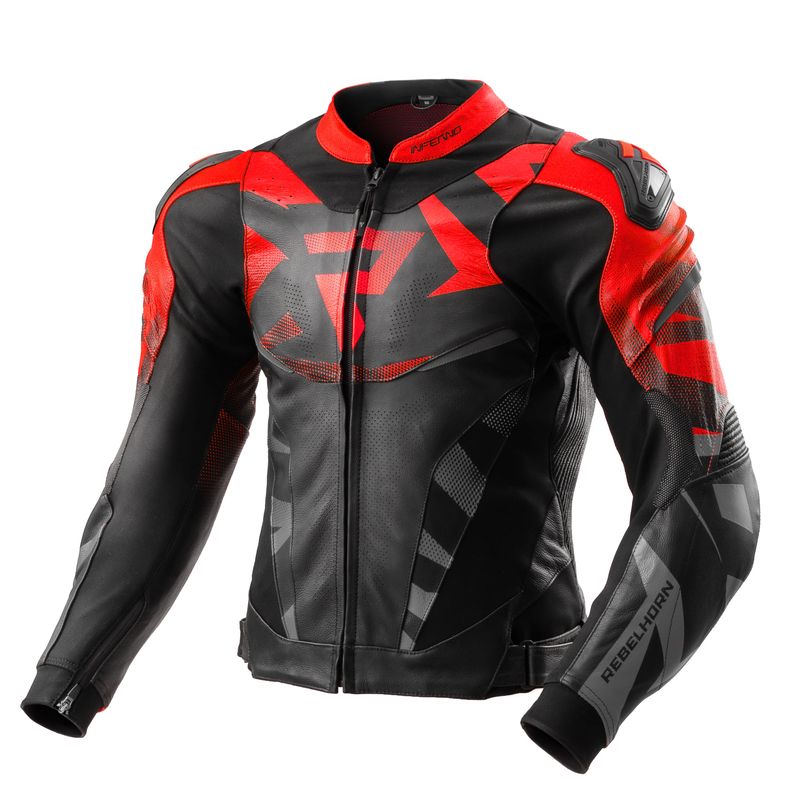 KURTKA SKÓRZANA REBELHORN INFERNO BLACK/FLUO RED 