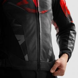 KURTKA SKÓRZANA REBELHORN INFERNO BLACK/FLUO RED 