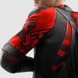 KURTKA SKÓRZANA REBELHORN INFERNO BLACK/FLUO RED 