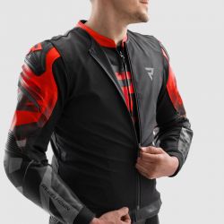KURTKA SKÓRZANA REBELHORN INFERNO BLACK/FLUO RED 