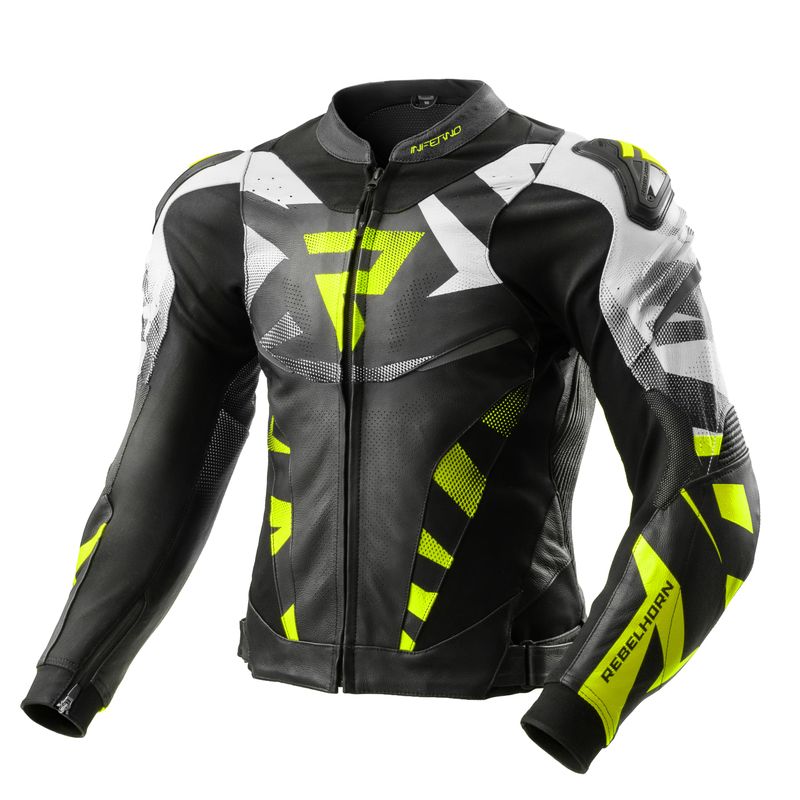 KURTKA SKÓRZANA REBELHORN INFERNO BLACK/WHITE/FLUO YELLOW KURTKA SKÓRZANA REBELHORN INFERNO BLACK/WHITE/FLUO YELLOW
