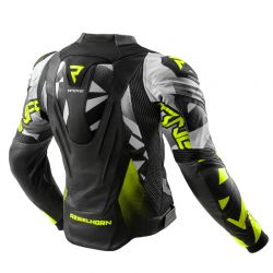 KURTKA SKÓRZANA REBELHORN INFERNO BLACK/WHITE/FLUO YELLOW 