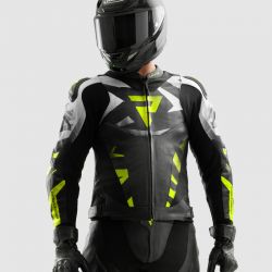 KURTKA SKÓRZANA REBELHORN INFERNO BLACK/WHITE/FLUO YELLOW 