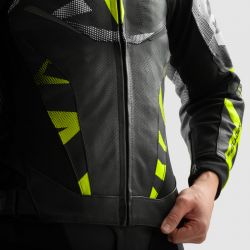 KURTKA SKÓRZANA REBELHORN INFERNO BLACK/WHITE/FLUO YELLOW 