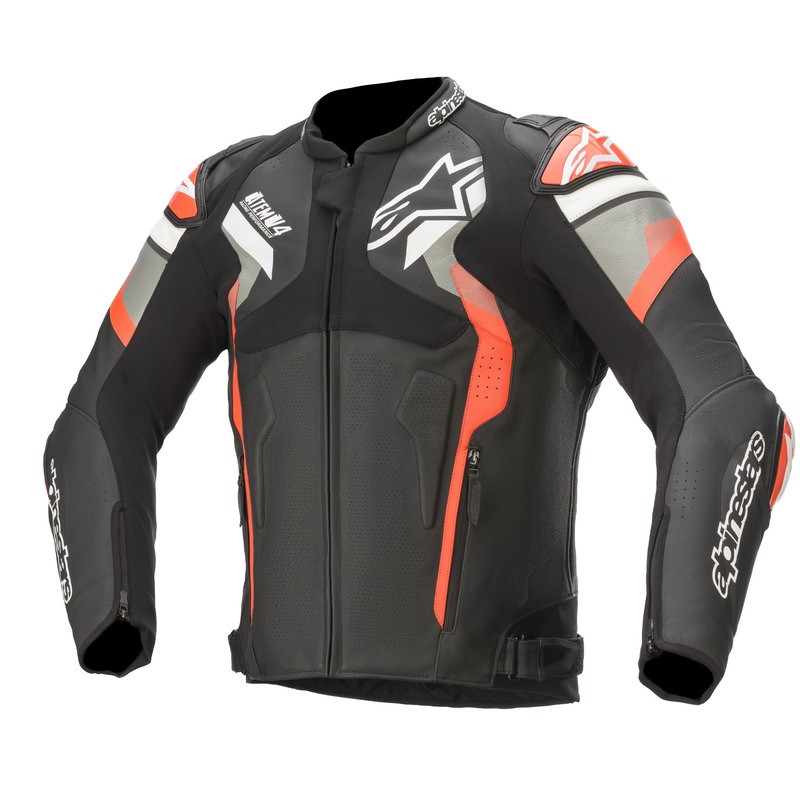 KURTKA SKÓRZANA ALPINESTARS ATEM V4 BLACK/MID GREY/FLUO RED 
